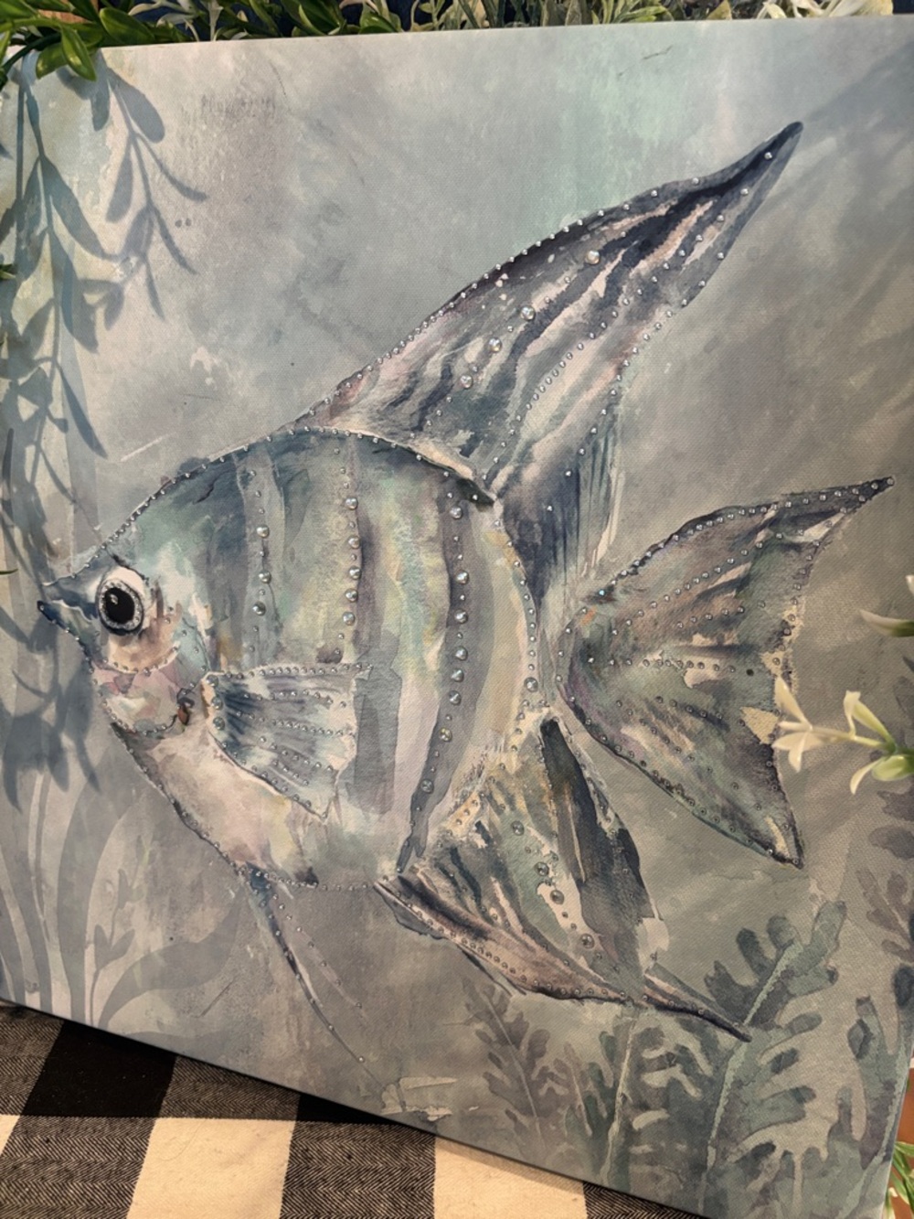 Blue Fish Canvas Art - Coastal Wall Decor - Picture 2 of 3